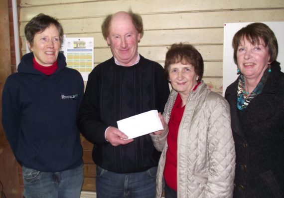 Patrick Dalton, Gortnagross, winner of the Lucky No’s Jackpot of €6,400, with his wife Mary, Rose Enright, Brouder’s Shop,  who sold the winning ticket, and Lillian Fitzgerald, Lky No’s Committee 