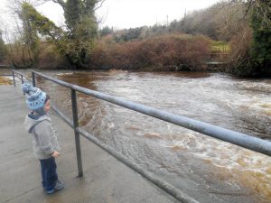 Noah Daly looks at the flood in the Abha Bhán  
