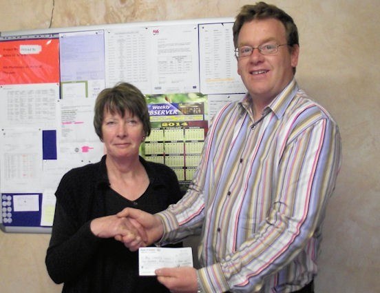Seamus Ahern (local election candidate) presenting a cheque for €400 (proceeds from the recent Fianna Fáil Dance) to Lillian O’Carroll, Athea Community Council. This donation is for the Library restoration project which the Community Council and Athea Tidy Towns committee are involved in. Seamus is our Community Council chairman and we wish him well in the election. 