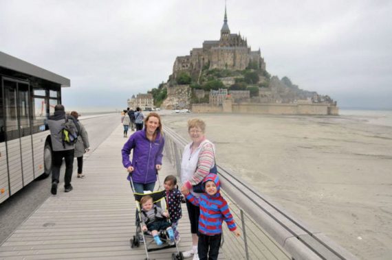  Lisa Daly, Peg Prendeville with grandchildren Noah, Ayda and Riain at Le Mont Saint Michel in France  