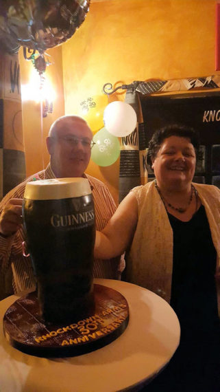 Donie & Anne McGrath pictured at the Knockdown Arms birthday celebrations on Saturday night waiting for a bit of this fabulous made especially for the occasion by ‘Cakes by Lisa’ 