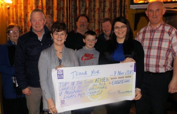 Cheque presentation to Tony Noonan at the Top of the Town 
