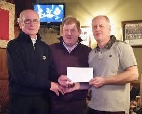 Athea Utd Chairman Denis Murphy presenting a cheque of €650 to Pat O’Sullivan and Tom O’Keeffe on behalf of Athea St Vincent de Paul. The money was raised from our annual St Stephen’s Day Tournament. 