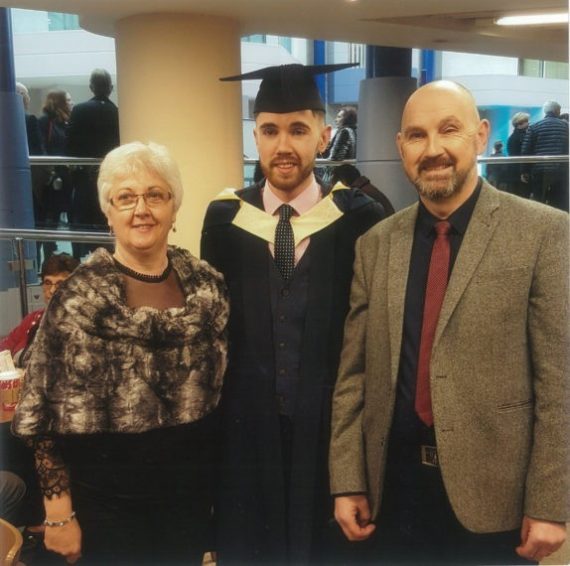 Congratulations to Tony O'Sullivan, Hillside Drive, Athea, pictured with his parents Sandra and Noel, at his graduation from Birmingham City University with a B.SC in Adult Nursing 