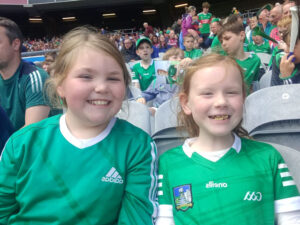 Friends, Mary Ahern and Alice Hunt in Croke Park to cheer on Limerick in the semi-final